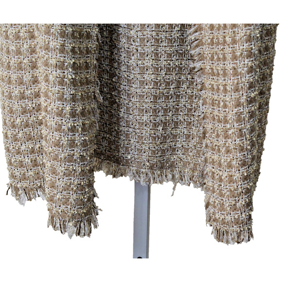 House of Harlow Tweed Open Coat Womens XS Gold Shimmer Jacket Boho Chic Fringe - Picture 4 of 7